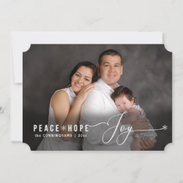 Peace Hope Joy kerstfoto Naam Holiday Kaart