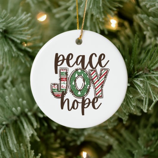 Peace Hope Joy-kerstornament Gift Idee Keramisch Ornament (Boom)