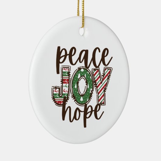 Peace Hope Joy-kerstornament Gift Idee Keramisch Ornament (Rechts)
