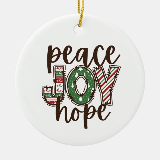 Peace Hope Joy-kerstornament Gift Idee Keramisch Ornament (Voorkant)