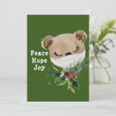 Peace Hope Joy Mask Beer Feestdagenkaart (Staand voorkant)