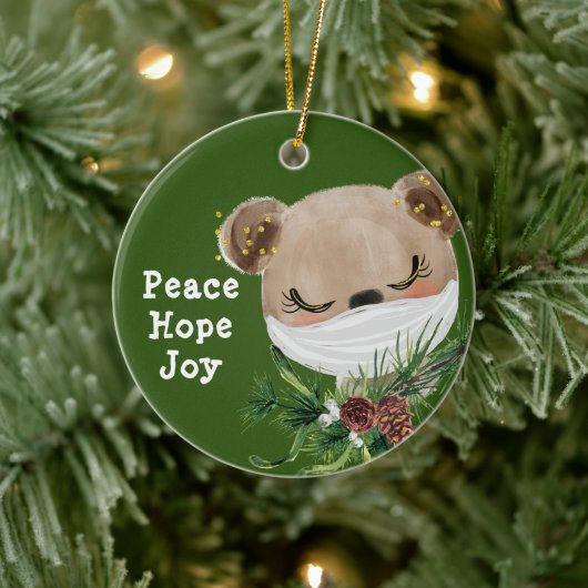 Peace Hope Joy Mask Beer Keramisch Ornament (Boom)