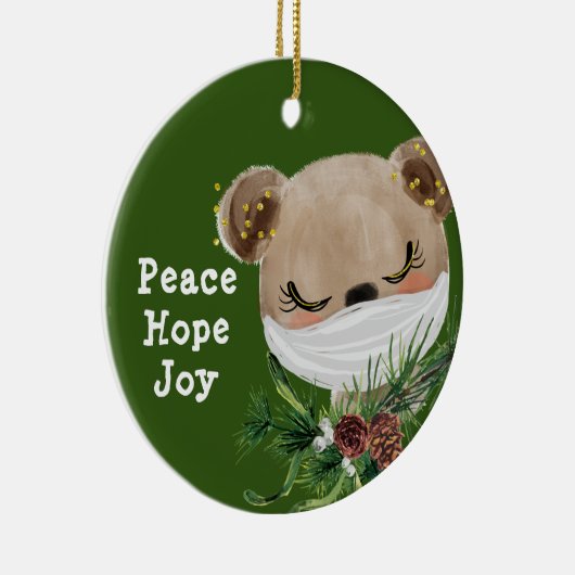 Peace Hope Joy Mask Beer Keramisch Ornament (Rechts)