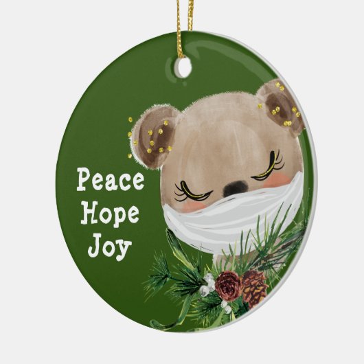 Peace Hope Joy Mask Beer Keramisch Ornament (Links)