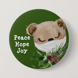 Peace Hope Joy Mask Beer Ronde Button 7,6 Cm