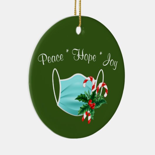 Peace Hope Joy Mask & Candy Canes Keramisch Ornament (Rechts)