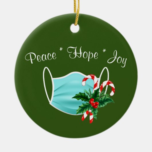 Peace Hope Joy Mask & Candy Canes Keramisch Ornament (Voorkant)