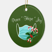 Peace Hope Joy Mask & Candy Canes Keramisch Ornament (Links)