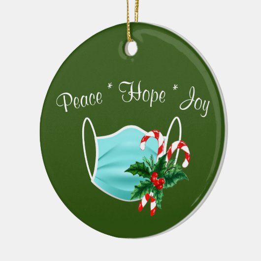 Peace Hope Joy Mask & Candy Canes Keramisch Ornament (Links)