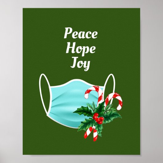 Peace Hope Joy Mask & Candy Canes Poster (Voorkant)