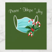 Peace Hope Joy Mask & Candy Canes Wijn Etiket (Enkel label)