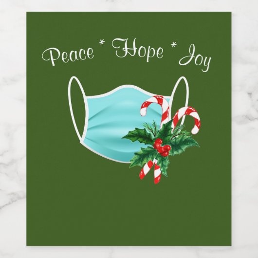 Peace Hope Joy Mask & Candy Canes Wijn Etiket (Enkel label)