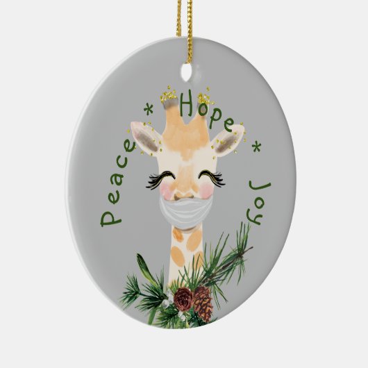Peace Hope Joy Mask Giraffe Keramisch Ornament (Rechts)