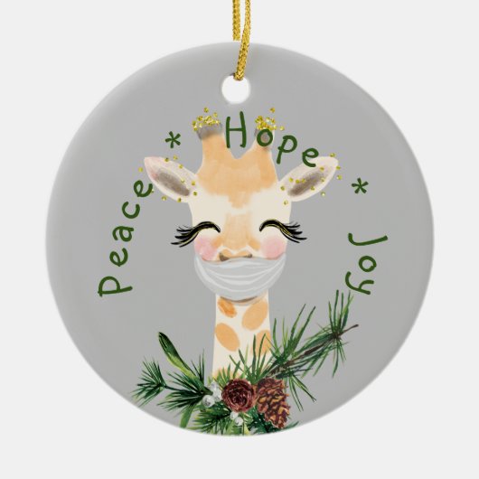 Peace Hope Joy Mask Giraffe Keramisch Ornament (Voorkant)