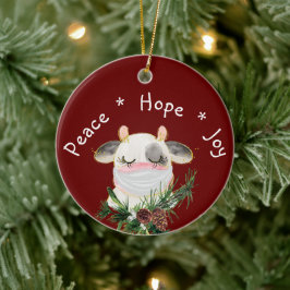 Peace Hope Joy Mask Koe Keramisch Ornament