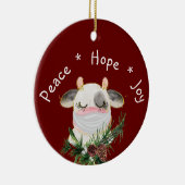 Peace Hope Joy Mask Koe Keramisch Ornament (Rechts)