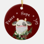 Peace Hope Joy Mask Koe Keramisch Ornament (Voorkant)