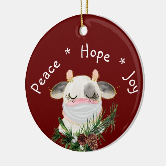 Peace Hope Joy Mask Koe Keramisch Ornament (Links)