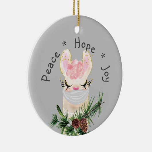 Peace Hope Joy Mask Llama Keramisch Ornament (Rechts)
