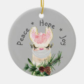 Peace Hope Joy Mask Llama Keramisch Ornament (Voorkant)