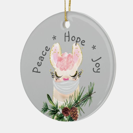 Peace Hope Joy Mask Llama Keramisch Ornament (Links)
