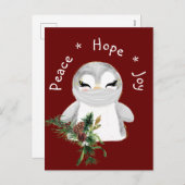 Peace Hope Joy Mask Penguin Feestdagenkaart (Voorkant / Achterkant)