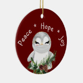 Peace Hope Joy Mask Penguin Keramisch Ornament (Rechts)