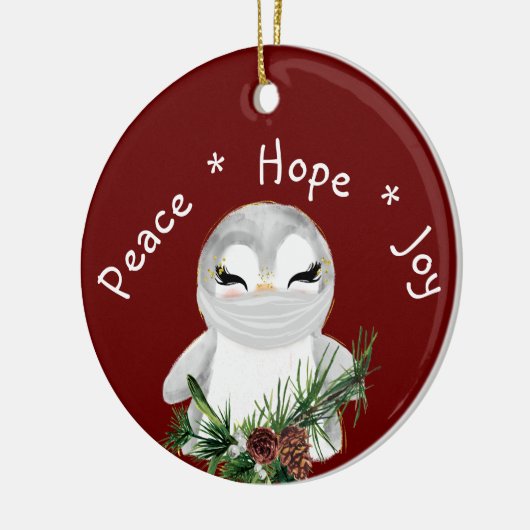 Peace Hope Joy Mask Penguin Keramisch Ornament (Links)