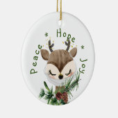 Peace Hope Joy Mask Reindeer Keramisch Ornament (Rechts)