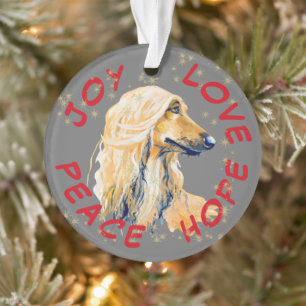 Peace Hope Love Afghan Dog Kerstmis Ornament