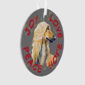 Peace Hope Love Afghan Dog Kerstmis Ornament (voorkant)
