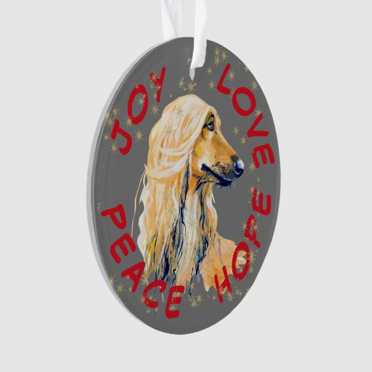 Peace Hope Love Afghan Dog Kerstmis Ornament (voorkant)