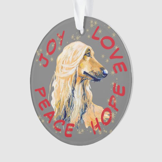 Peace Hope Love Afghan Dog Kerstmis Ornament (voorkant)