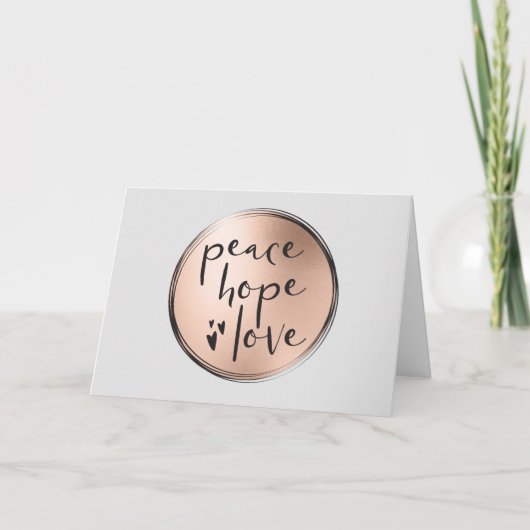 Peace Hope Love Chic Simple Roos Gold Business Feestdagen Kaart (Voorkant)