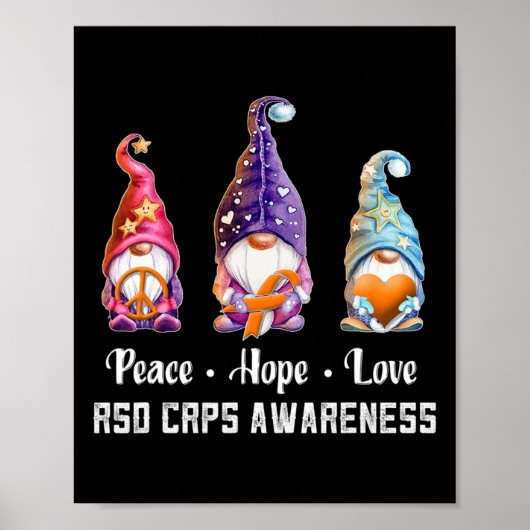 Peace Hope Love Gnomen RSD CRPS Awareness Poster (Voorkant)