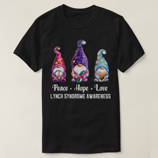Peace Hope Love Gnomes Lynch Syndrome Awareness T-shirt (Design voorkant)