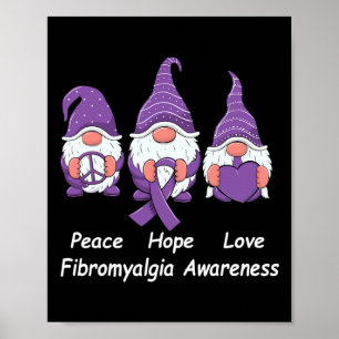 Peace Hope Love Gnomes Paarse Ribbon Fibromyalgia Poster