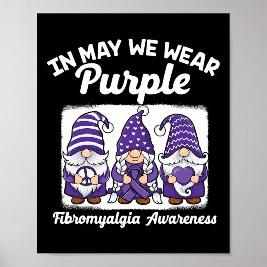 Peace Hope Love Gnomes Paarse Ribbon Fibromyalgia Poster (Voorkant)