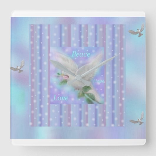 "Peace Hope Love" Grote klok (Voorkant)