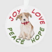 Peace Hope Love Jack Russell Terrier Kerstrier Ornament (voorkant)
