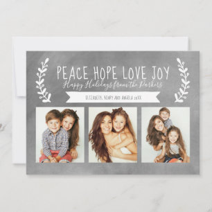 Peace Hope Love Joy Holiday Photo Chalkboard Feestdagenkaart