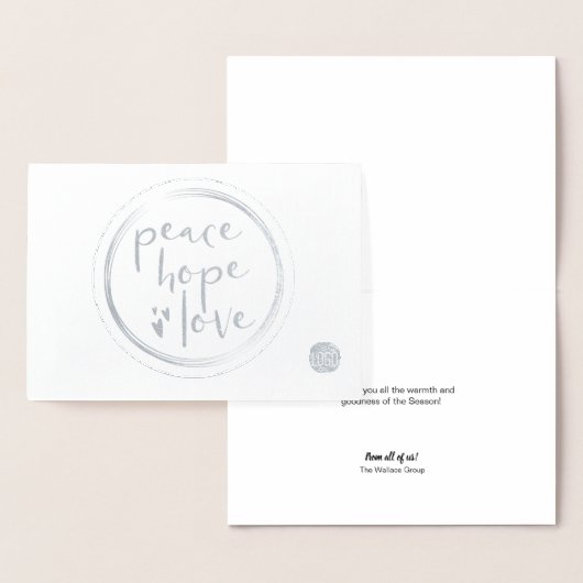 Peace Hope Love Moderne Corporate-vakantie Folie Kaarten (Display)
