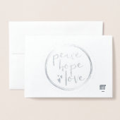 Peace Hope Love Moderne Corporate-vakantie Folie Kaarten (Voorkant met envelop)