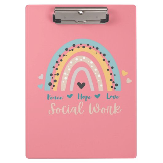 Peace Hope Love Social Work Cliboard Klembord (Voorkant)
