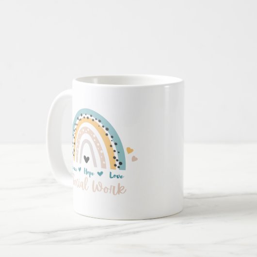 Peace Hope Love Social Work Coffee Mok (Voorkant links)