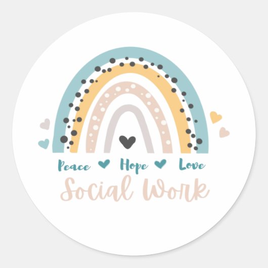 Peace Hope Love Social Work Round Sticker (Voorkant)