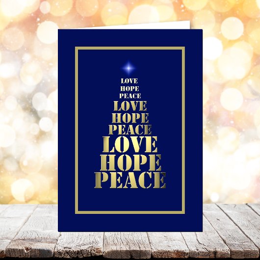 Peace, Hope Love Unieke kerstkaart Feestdagen Kaart