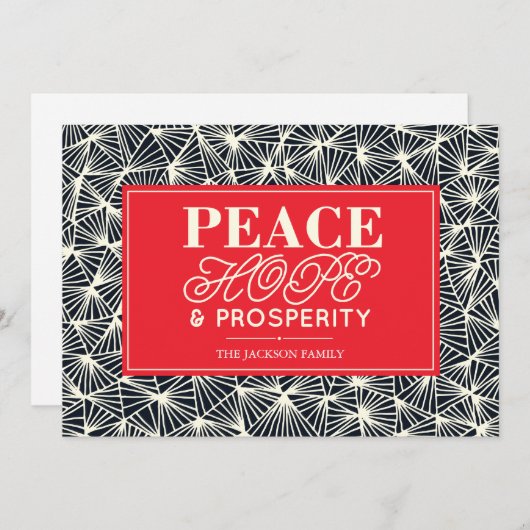 Peace, Hope & Prosperity Paper Holiday Card Feestdagenkaart (Voorkant / Achterkant)