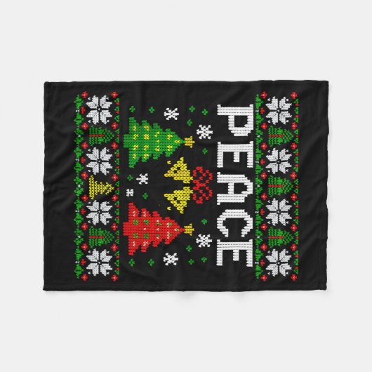 Peace I Come In Peace Couple Matching Ugly Christm Fleece Deken (Voorkant (Horizontaal))