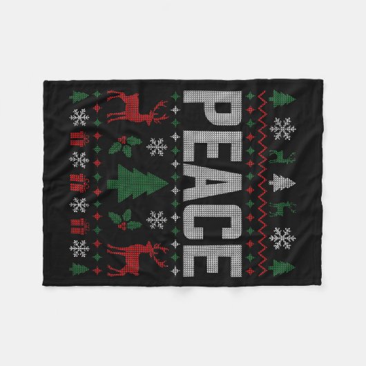 Peace I Come In Peace Couple Matching Ugly Christm Fleece Deken (Voorkant (Horizontaal))